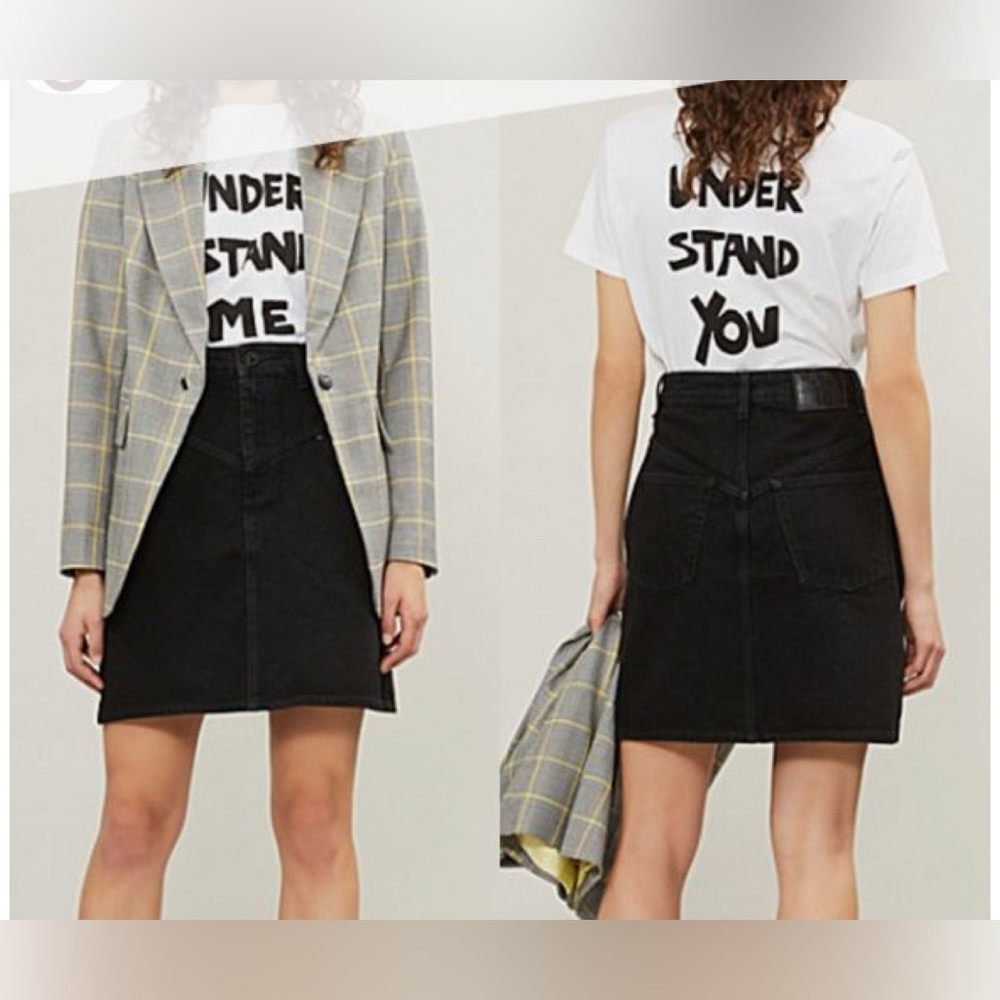 Sandro Zina High Rise Mini Denim Skirt Black Size 1 /Small